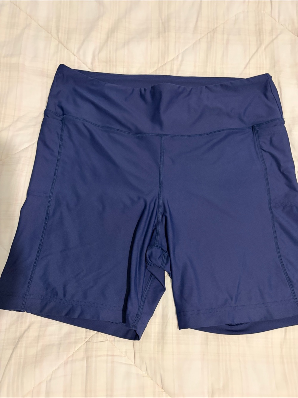 Lands' End Women's Deep Blue High-Waist Bike Shorts